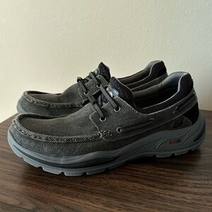 Men's Skechers, Arch Fit Motley - Oven Boat Shoe 204180-Black Canvas Mesh size 9